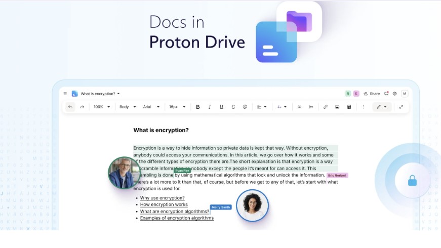 Vista previa de Proton Docs.