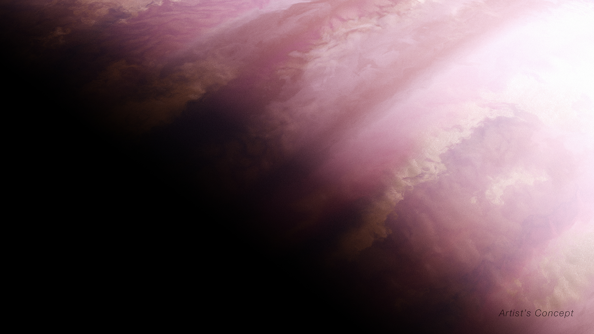 El concepto de este artista muestra cómo podría verse el exoplaneta WASP-39 b basado en observaciones de tránsito indirecto del JWST y otros telescopios espaciales y terrestres. Los datos recogidos por su NIRSpec (Espectrógrafo de Infrarrojo Cercano) muestran variaciones entre la atmósfera matutina y vespertina del planeta.