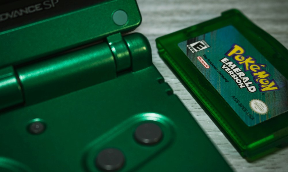 A green GameBoy Advanced SP.