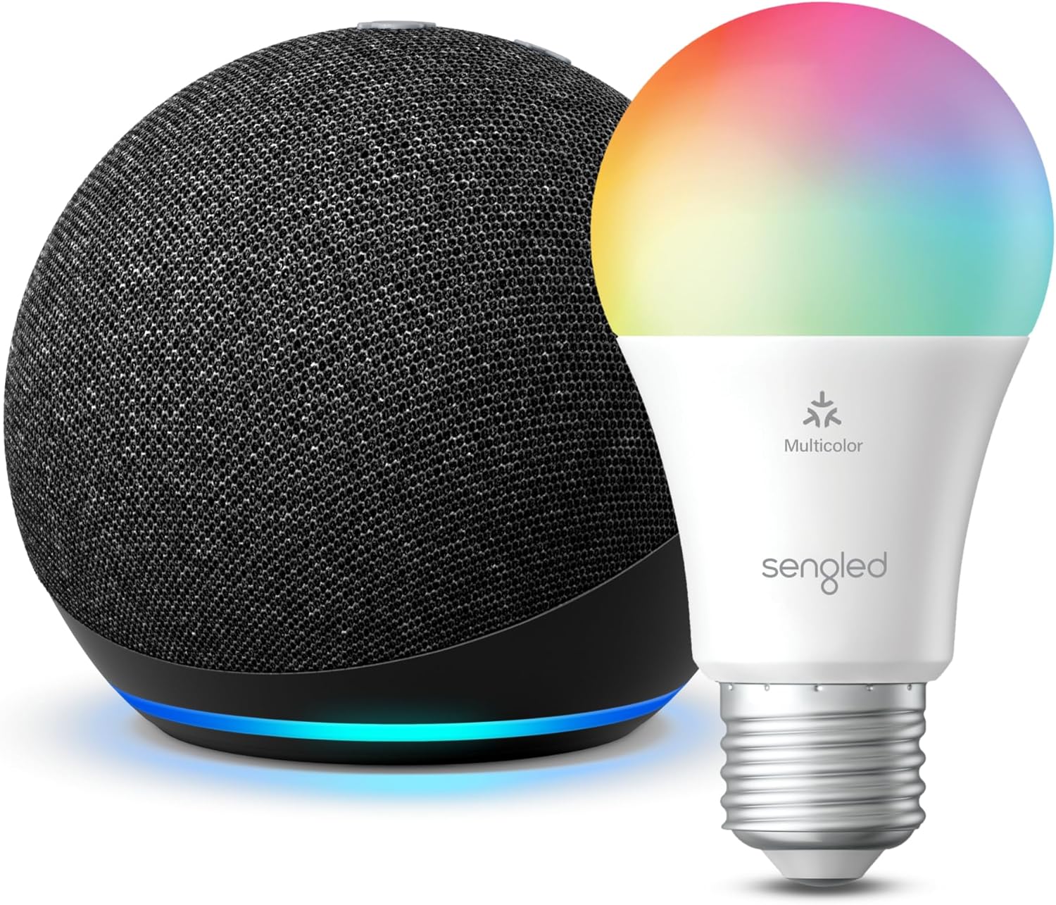 The Amazon Echo Dot (5th Gen) and Sengled Smart Color Bulb.