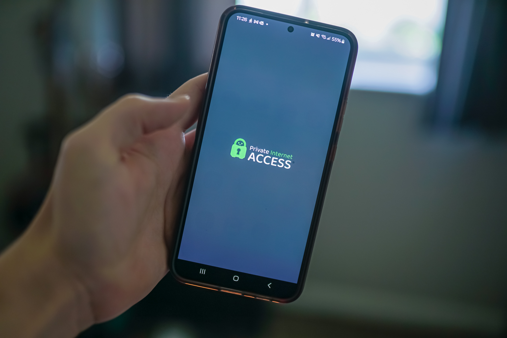 The Private Internet Access app running on an Android phone.