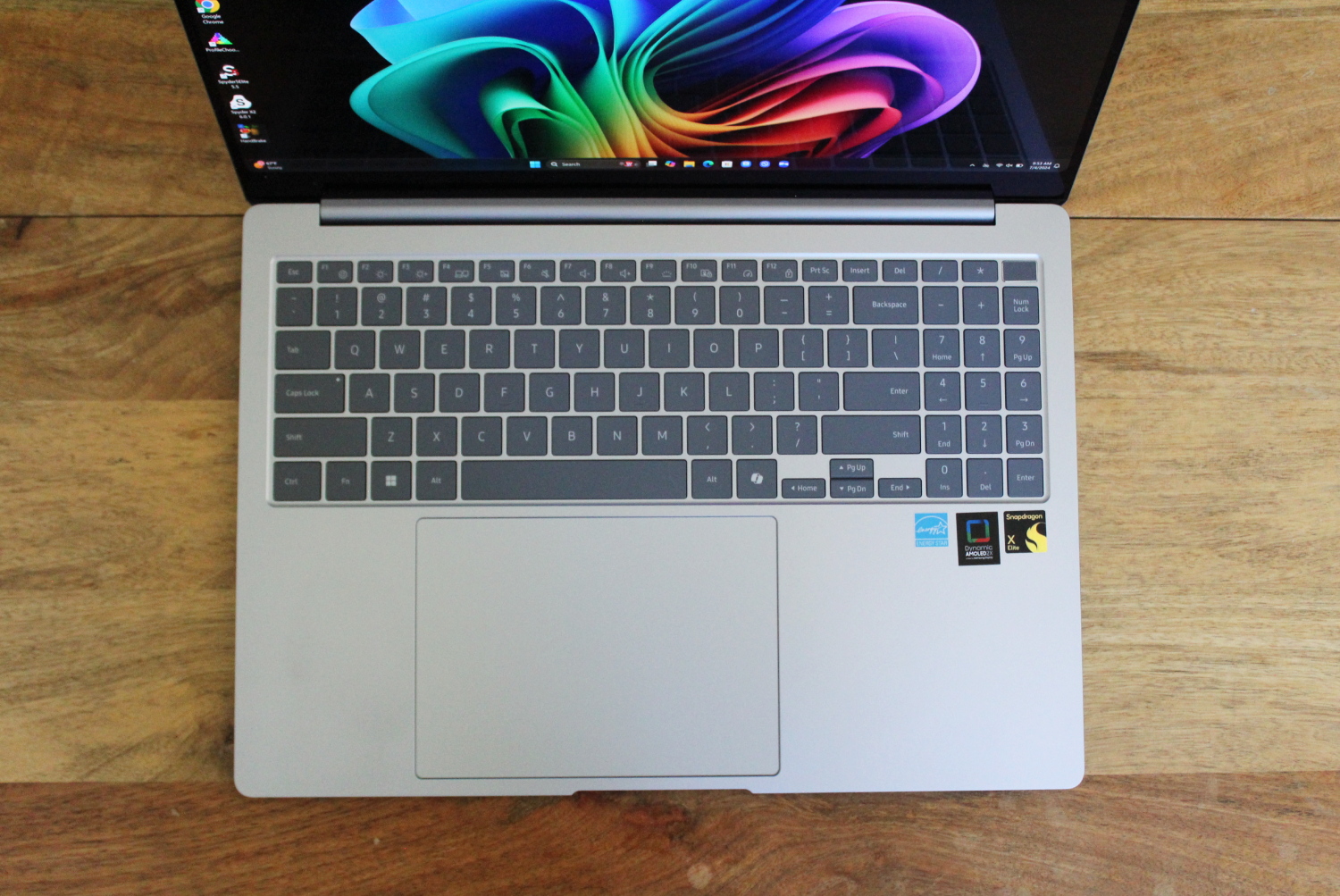 A top-down view of the keyboard of the Galaxy Book4 Edge.