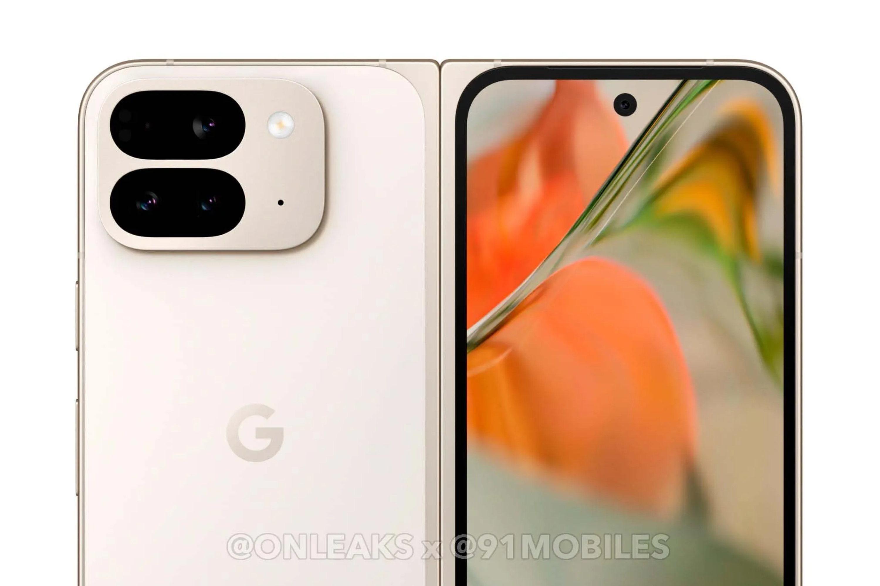 A close-up rendering of the Google Pixel 9 Pro Fold.