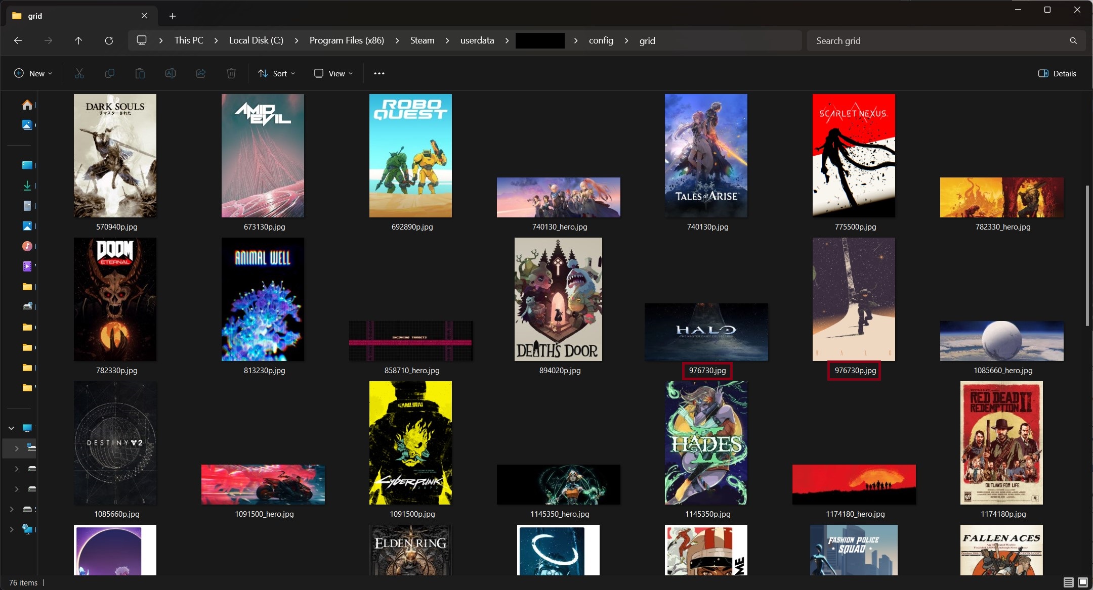 ID do aplicativo para Halo: The Master Chief Collection no File Explorer.