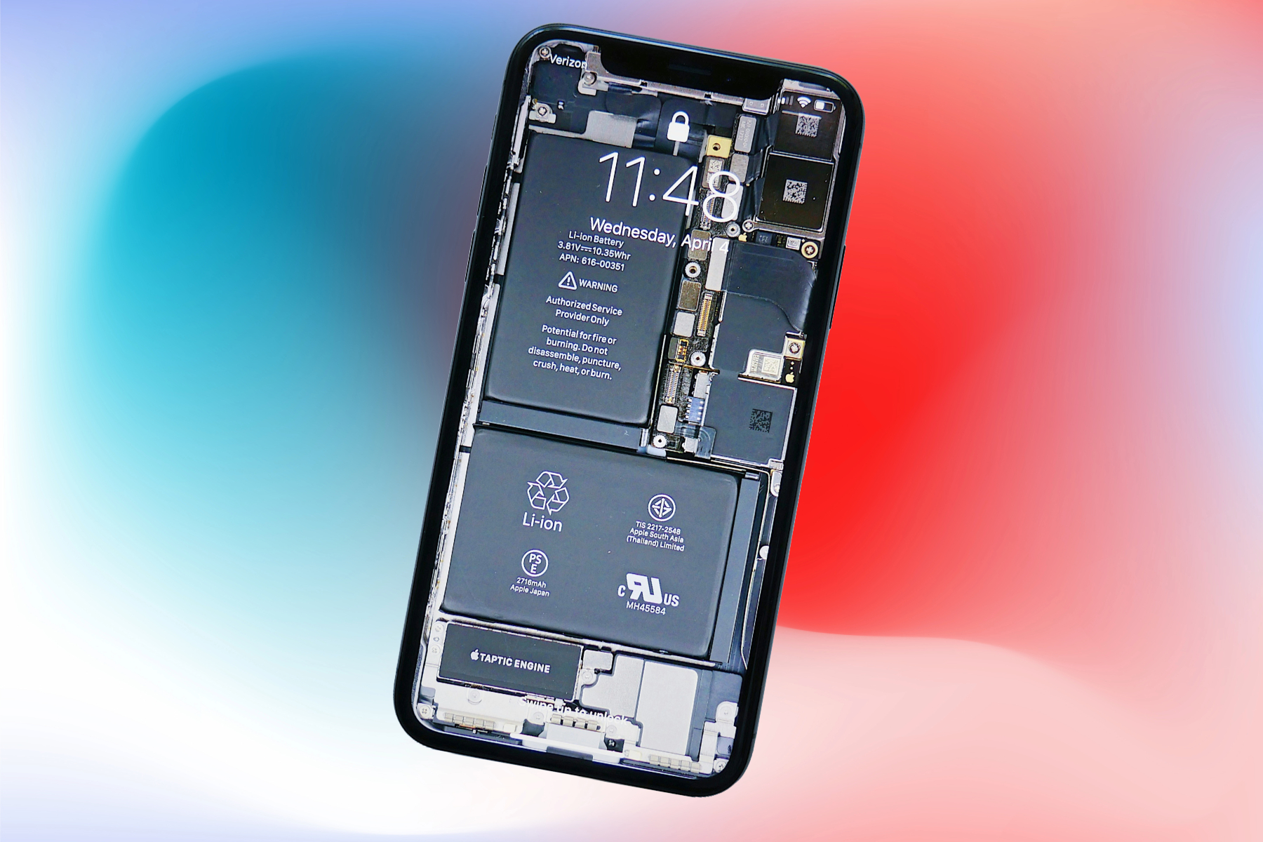 Insides of an iPhone depicted as a wallpaper.