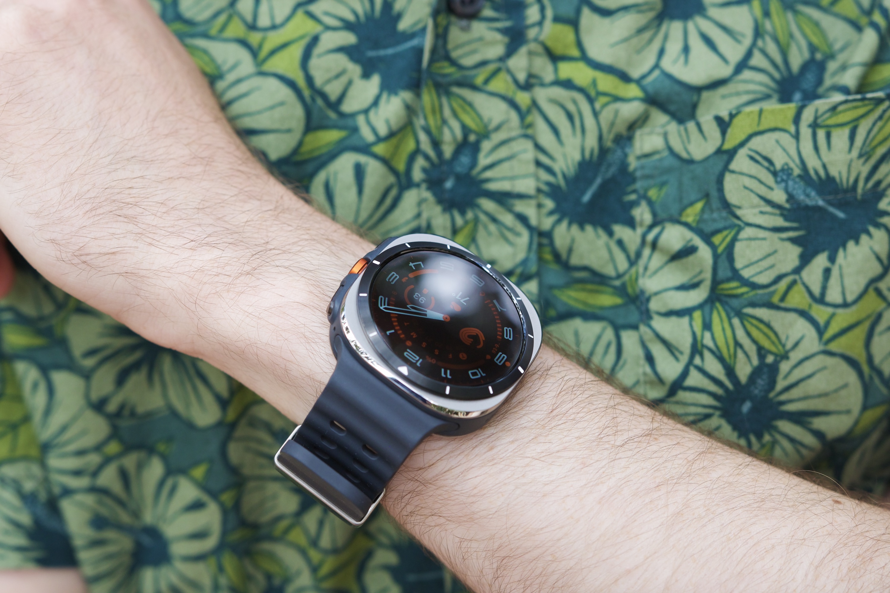 The Samsung Galaxy Watch Ultra on someone's wrist.