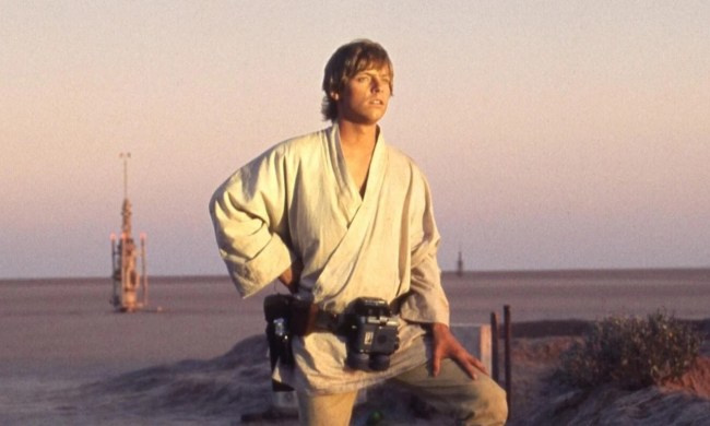 Luke gazes at the sun in Star Wars.