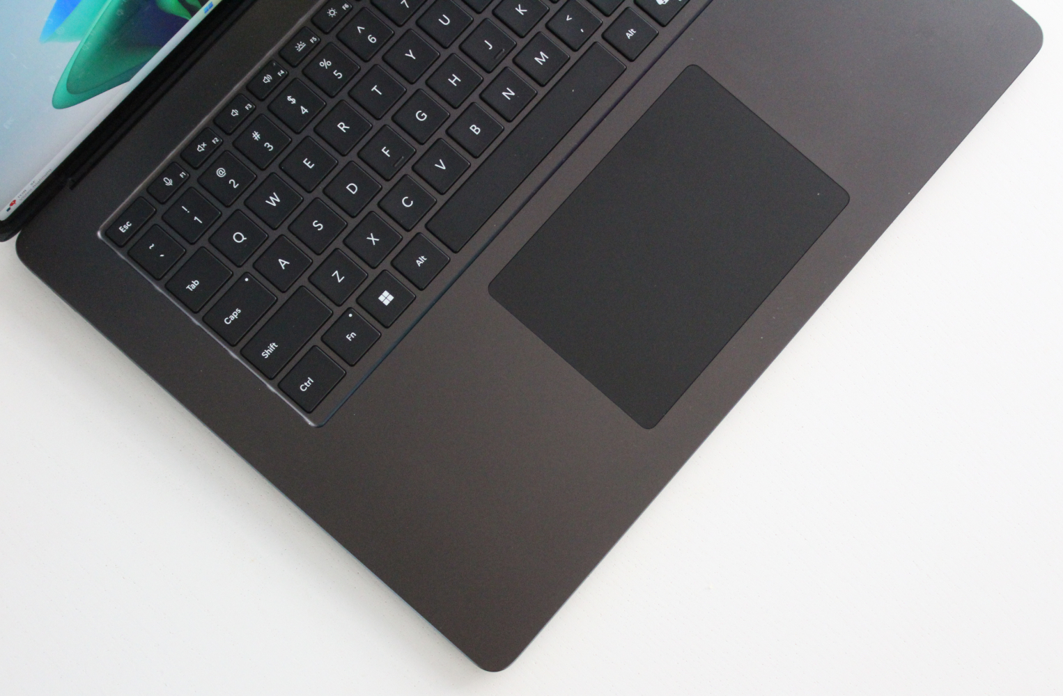 The keyboard and trackpad shown on the Surface Laptop 7.