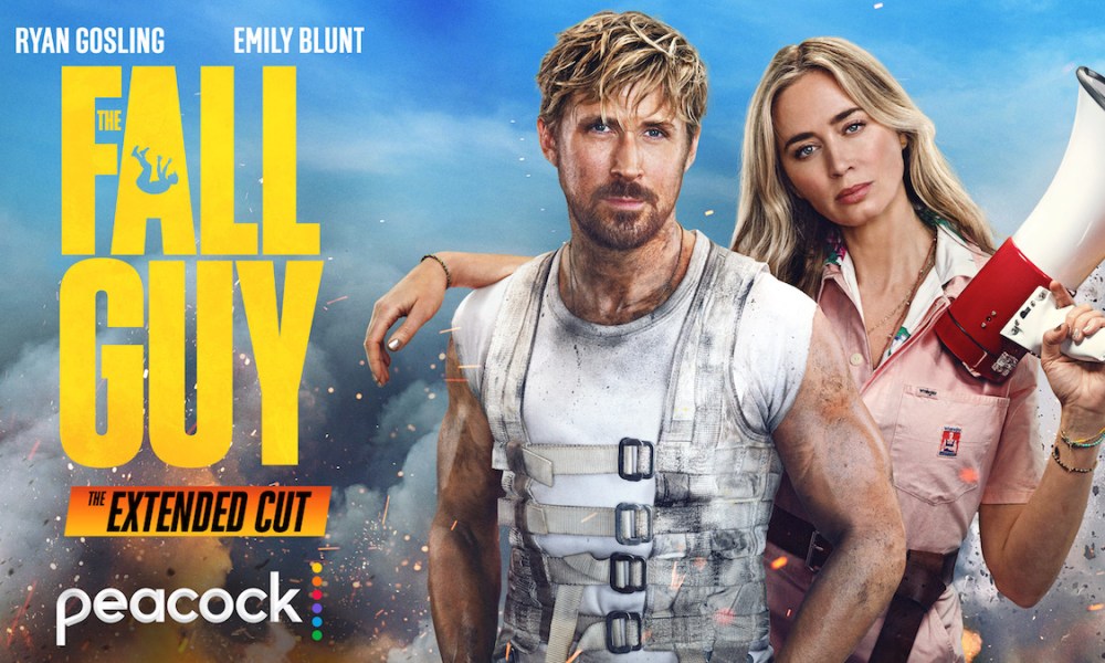 Ryan Gosling and Emily Blunt pose of the poster for The Fall Guy.