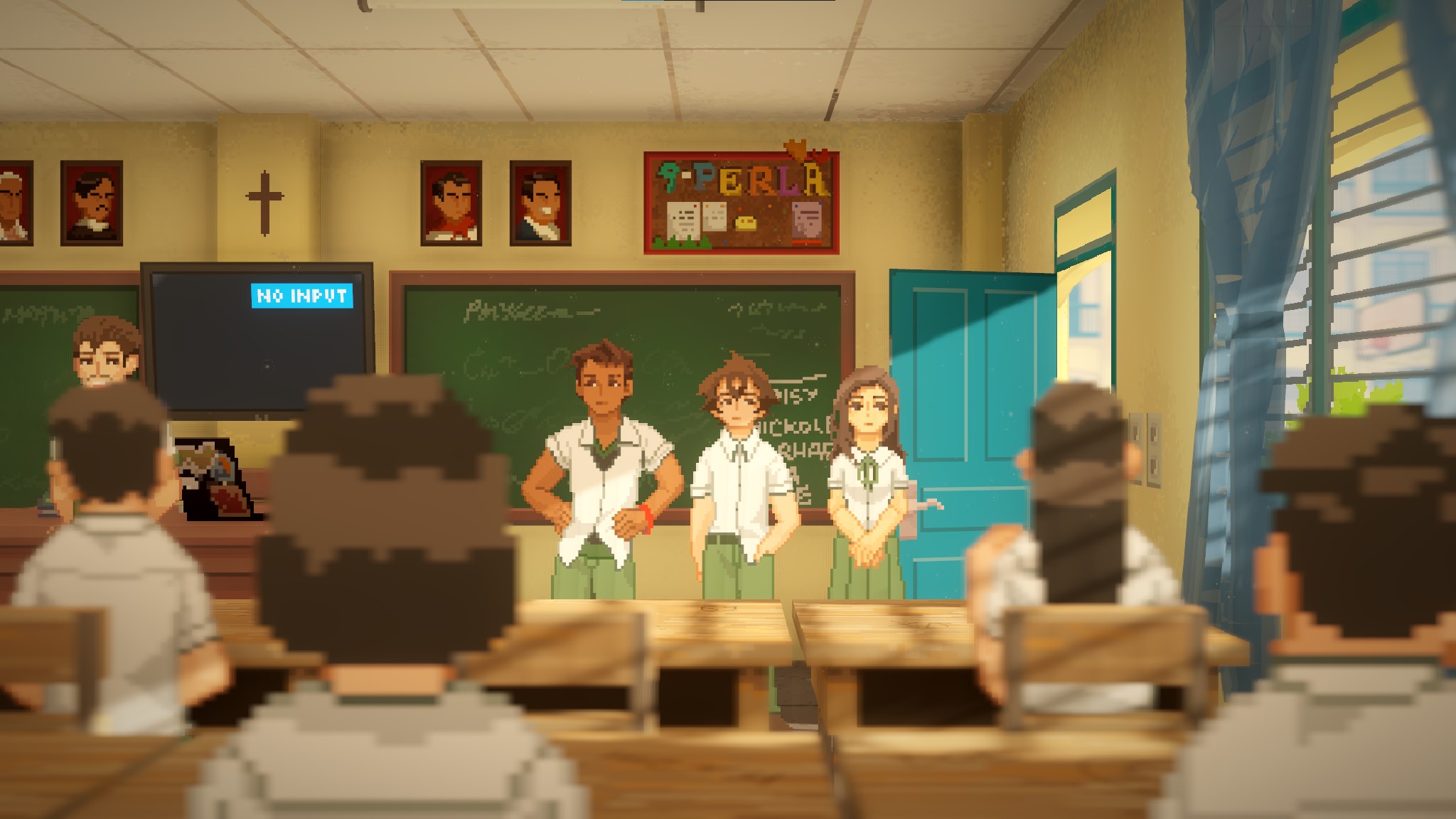 Until Then characters in school uniforms in classroom