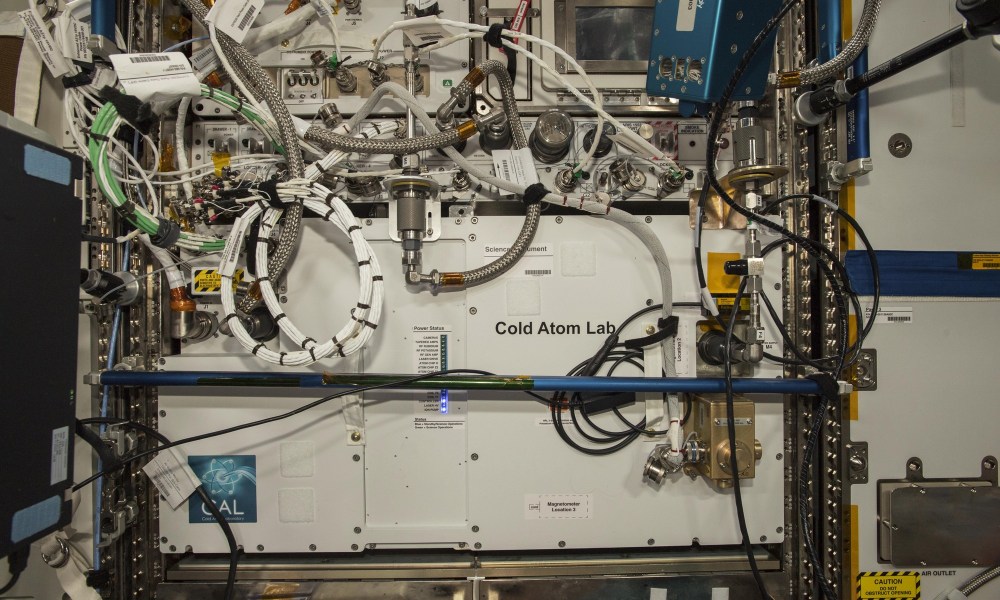 NASA’s Cold Atom Lab, shown where it’s installed aboard the International Space Station, recently demonstrated the use of a tool called an atom interferometer that can precisely measure gravity and other forces — and has many potential applications in space.