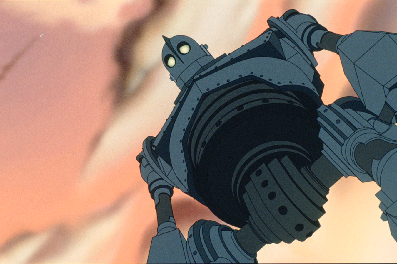 A nuclear missile soars into the air above the Iron Giant.