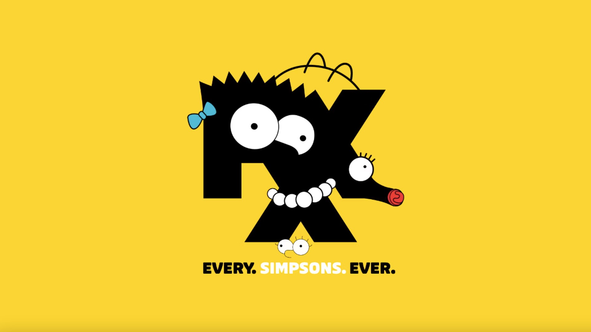 O logotipo da FXX mostra os olhos dos Simpsons em uma promoção da maratona Every.Simpsons.Ever.