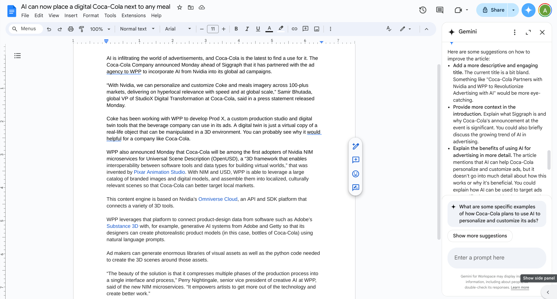 How to use Gemini AI to write anything in Google Docs