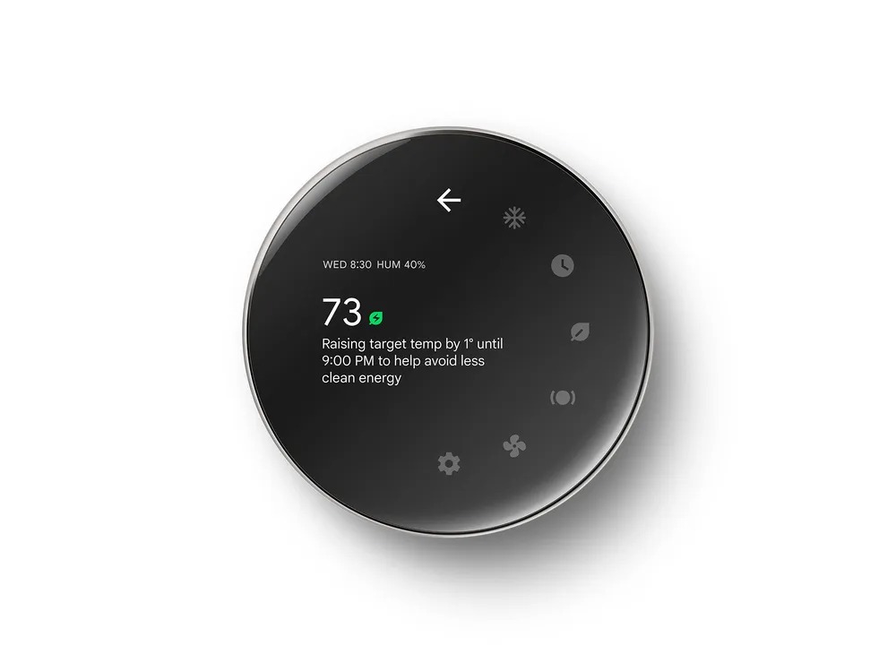 The Nest Learning Thermostat displaying a message.