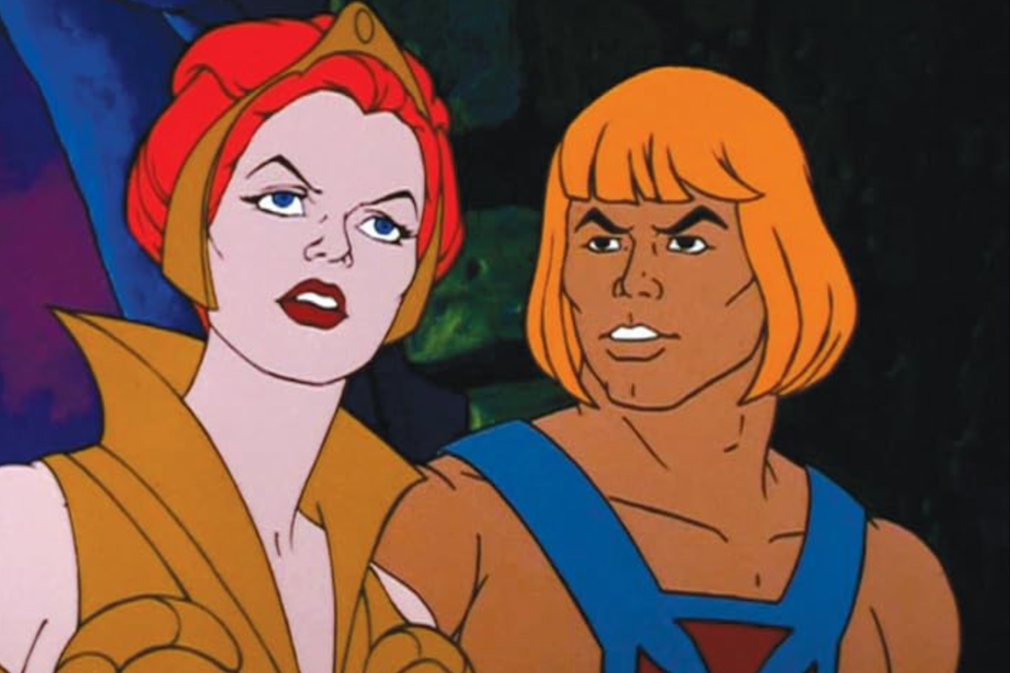 He-Man et Teela se tiennent l'un à côté de l'autre et se regardent.