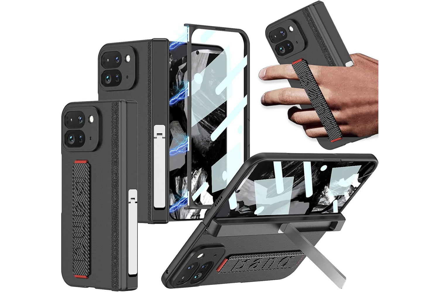 NINKI Carbon Fiber Strap Case for the Pixel 9 Pro Fold. 