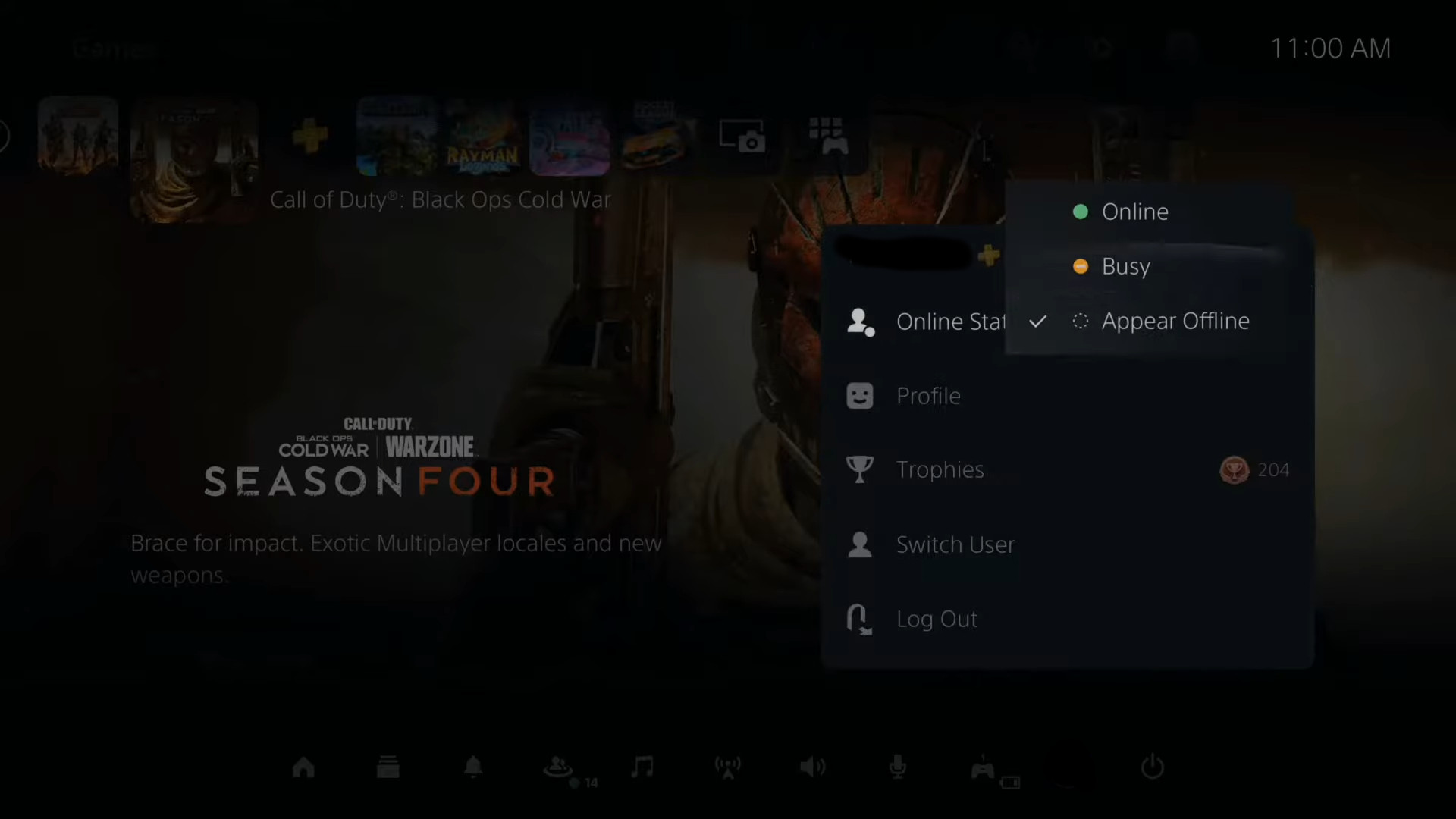 Configurando seu status online no PS5.