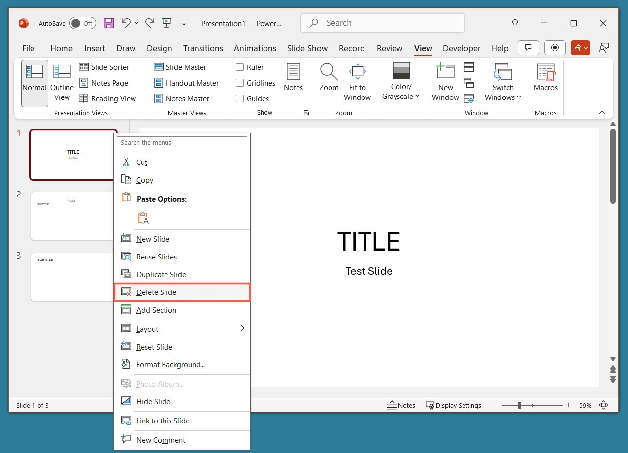 How to delete a slide in PowerPoint