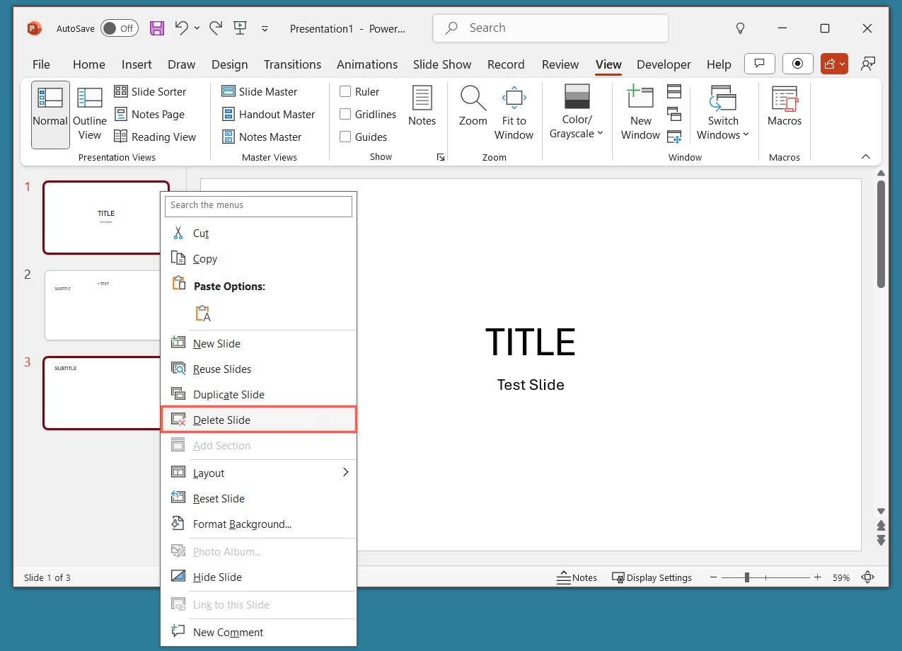 How to delete a slide in PowerPoint