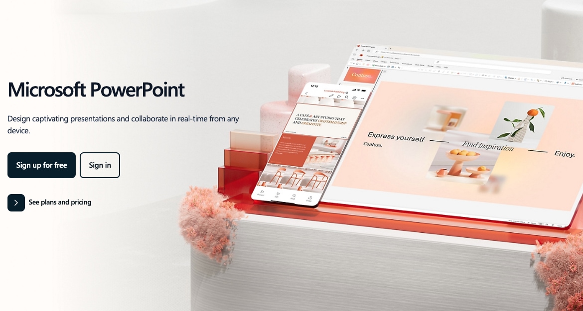 PowerPoint splash page with Sign In option.