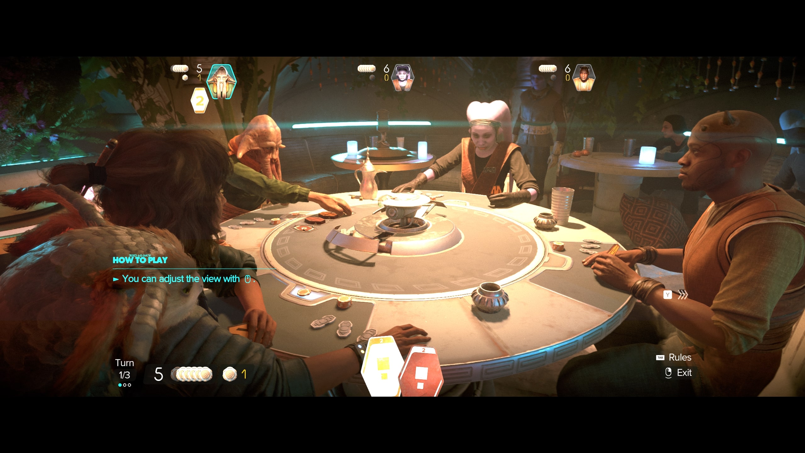 Kay jugando a las cartas en Star Wars Outlaws.