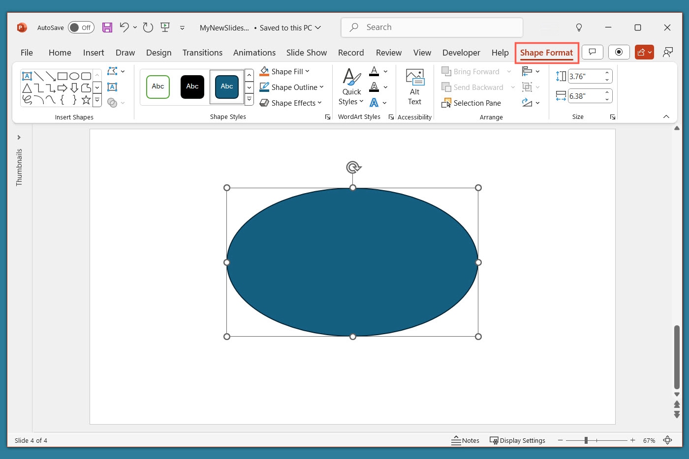 Onglet Format de forme dans PowerPoint.