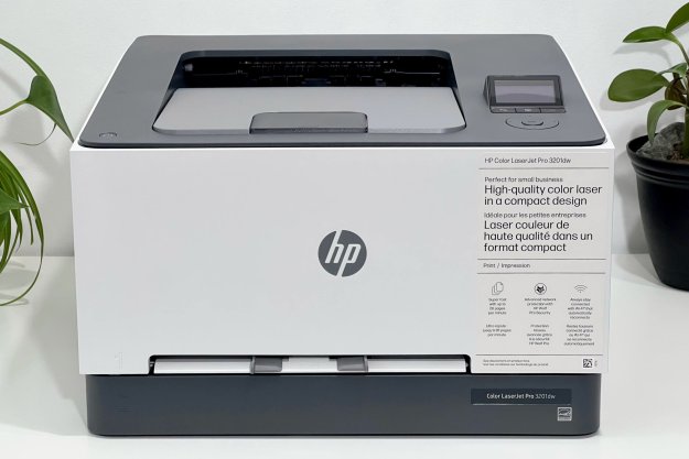 The HP Color LaserJet Pro 3201dw is a compact, minimalist printer.