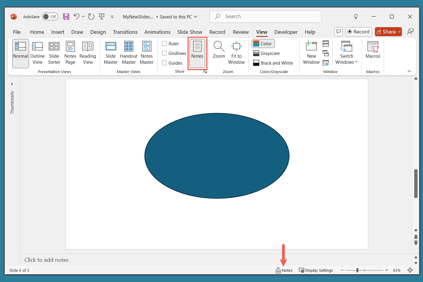 PowerPoint'te Notları Görüntüle.