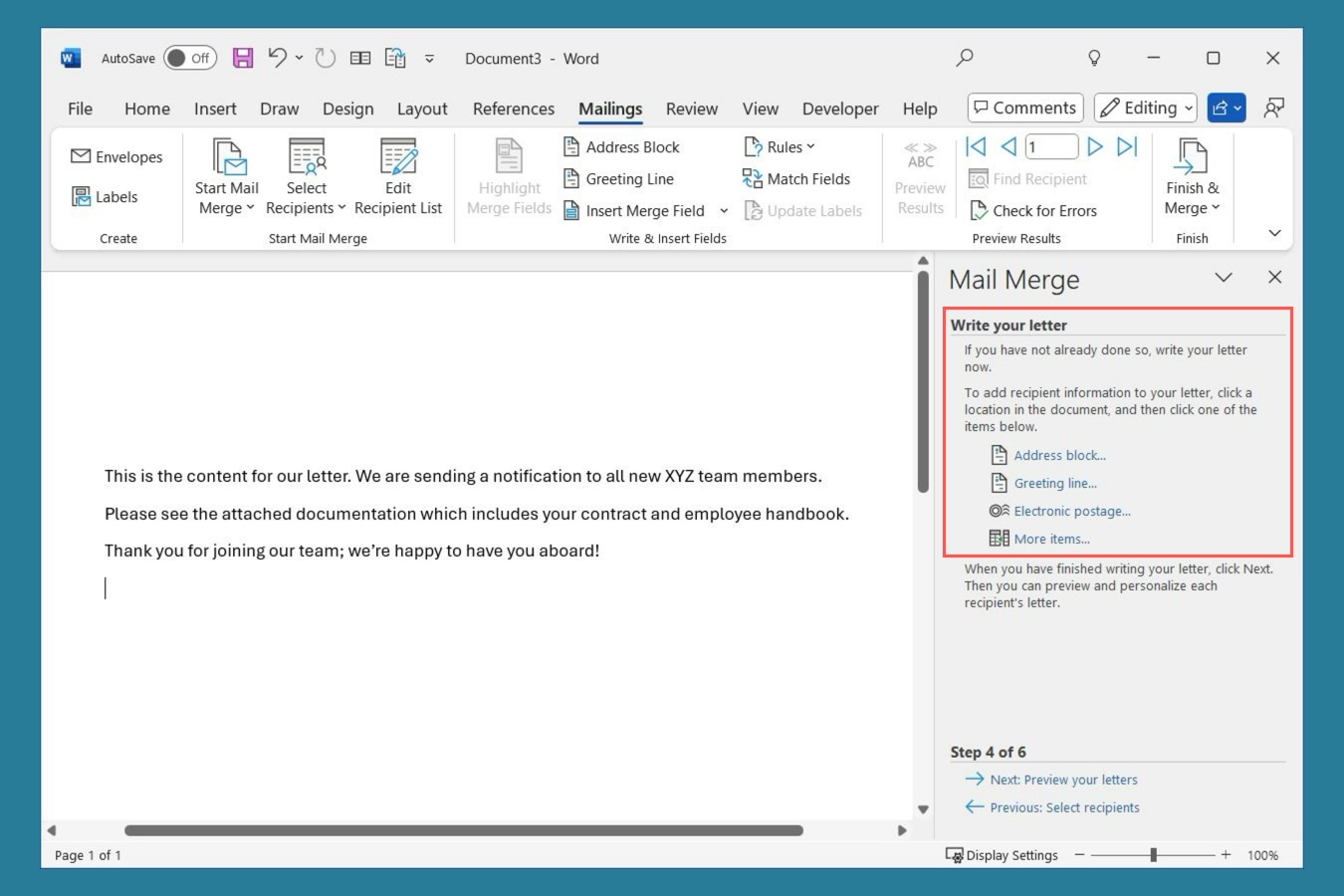 How to use mail merge in Microsoft Word