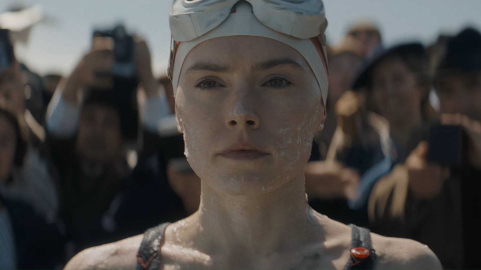 Trudy prepares to swim the English Channel in Young Woman and the Sea.