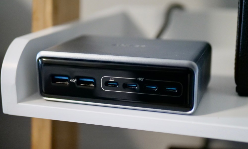 The Anker Supercharged Multi-port Desktop Charging Station's front panel and ports.