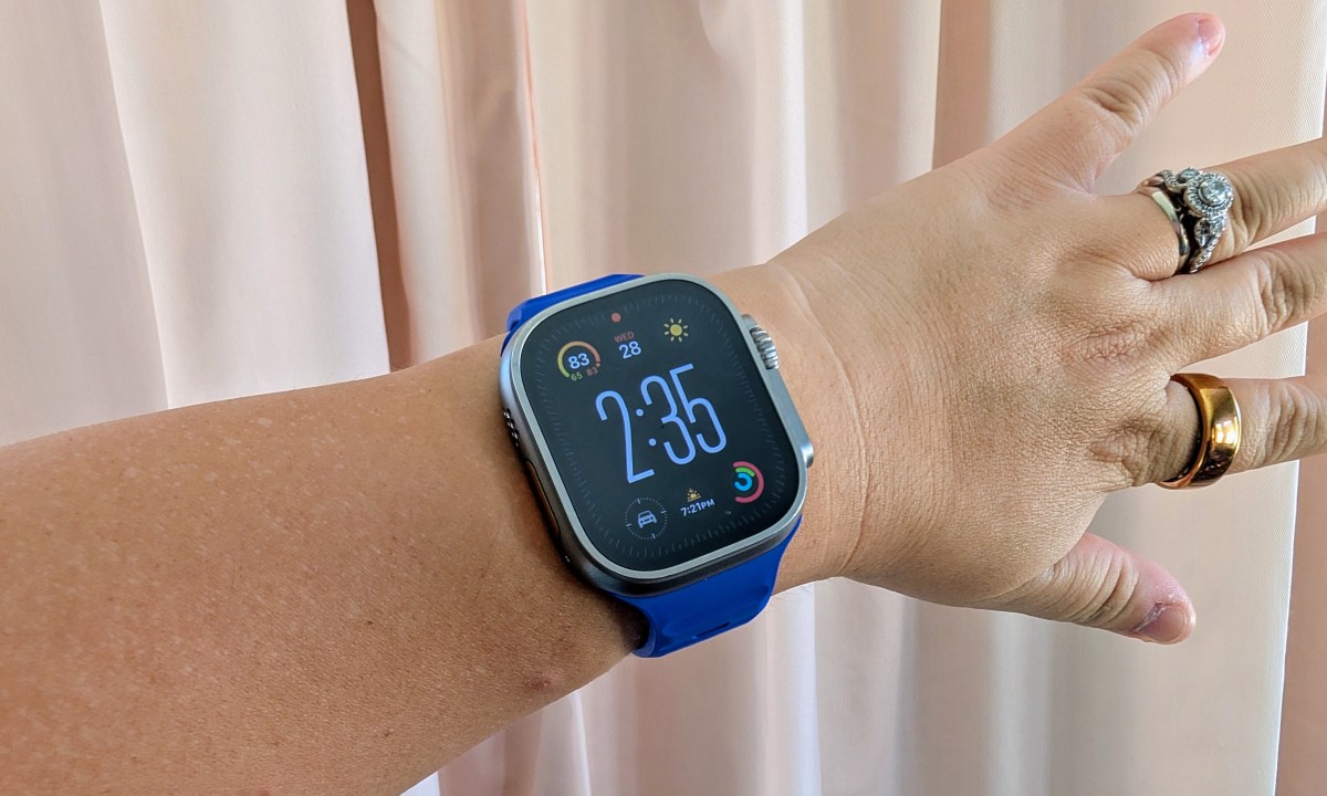 Someone wearing an original Apple Watch Ultra.