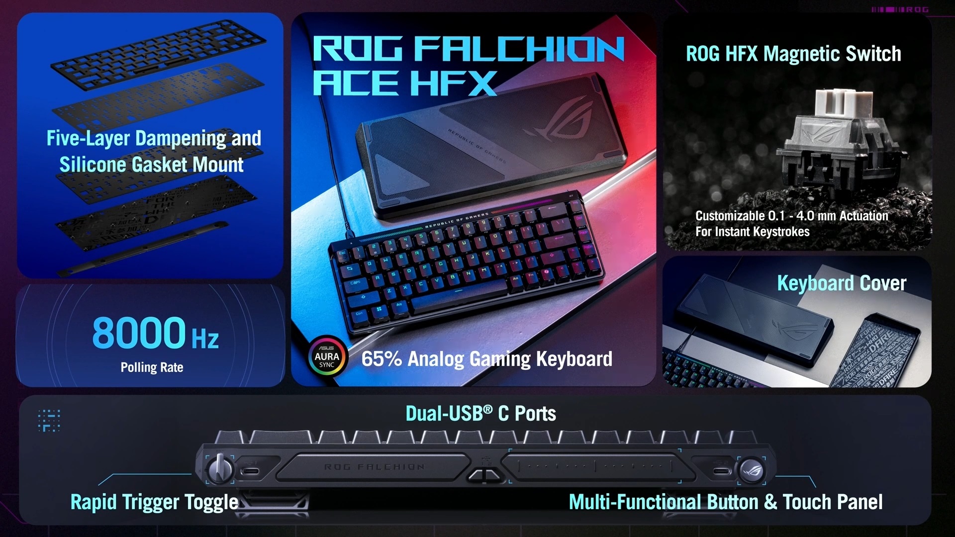 Características para el teclado Asus ROG Falchion HFX.