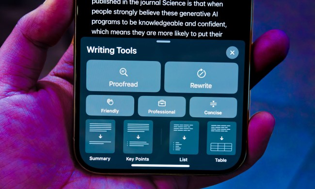 Writing Tools on iPhone 15 Pro.