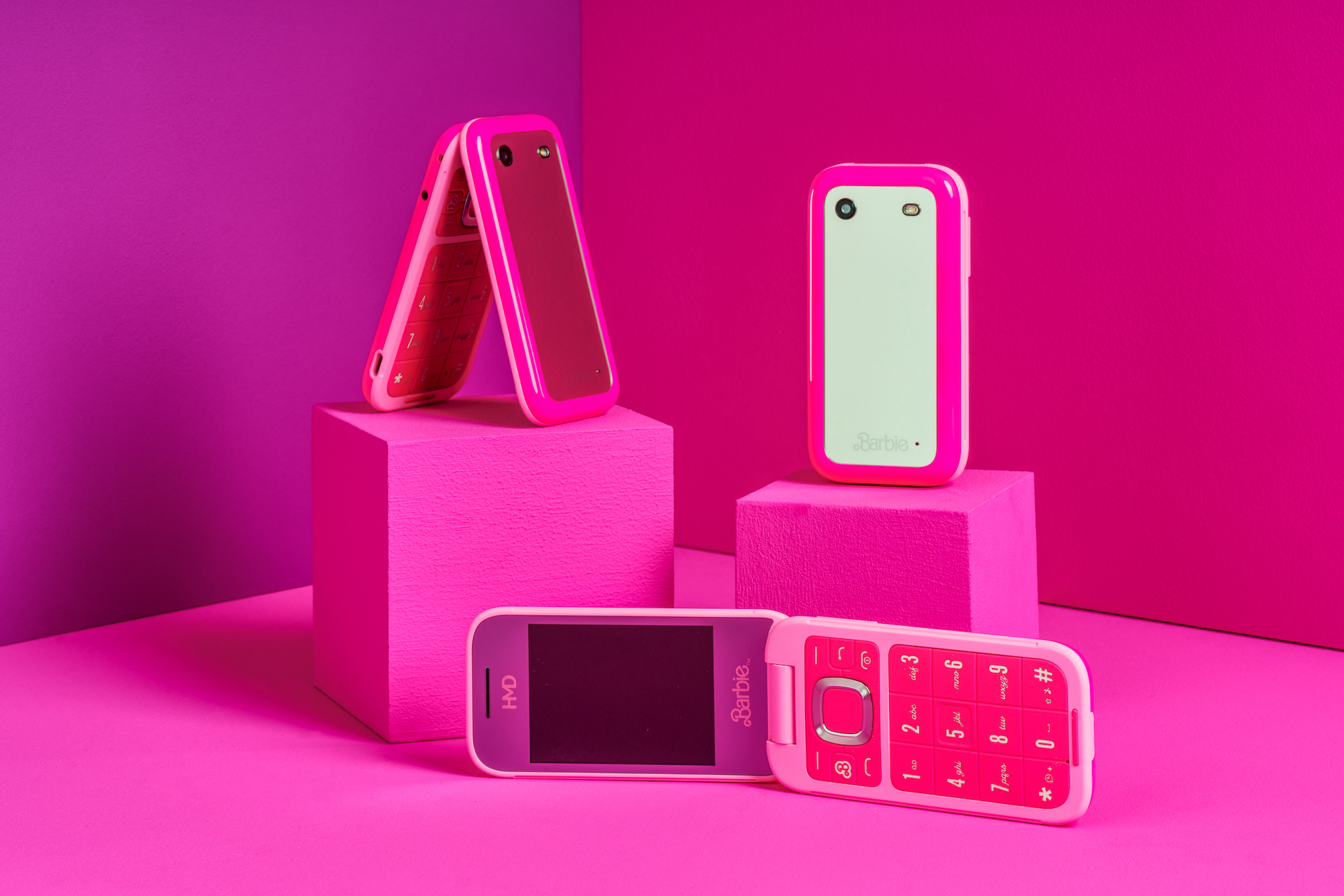 A promotional image showing the HMD Barbie Phone.