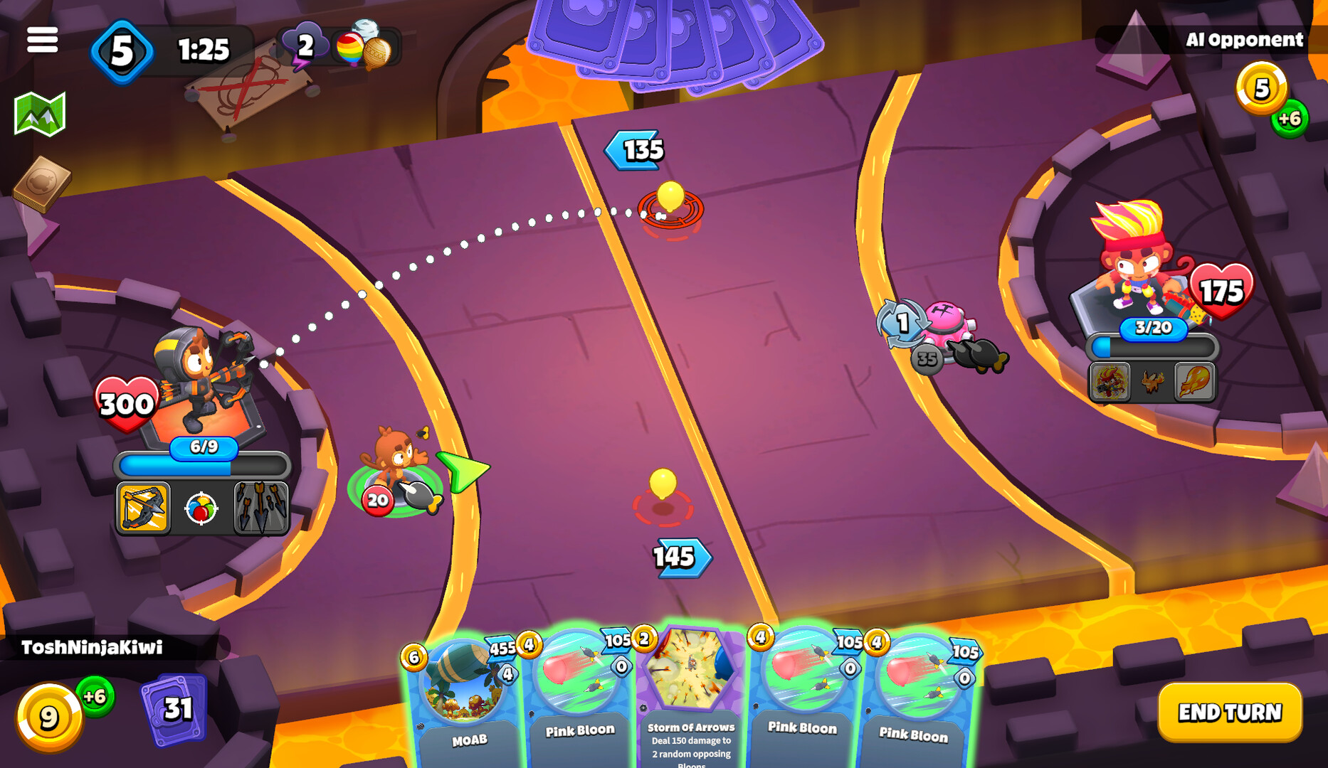 PC classic Bloons works surprisingly well as a strategy card game