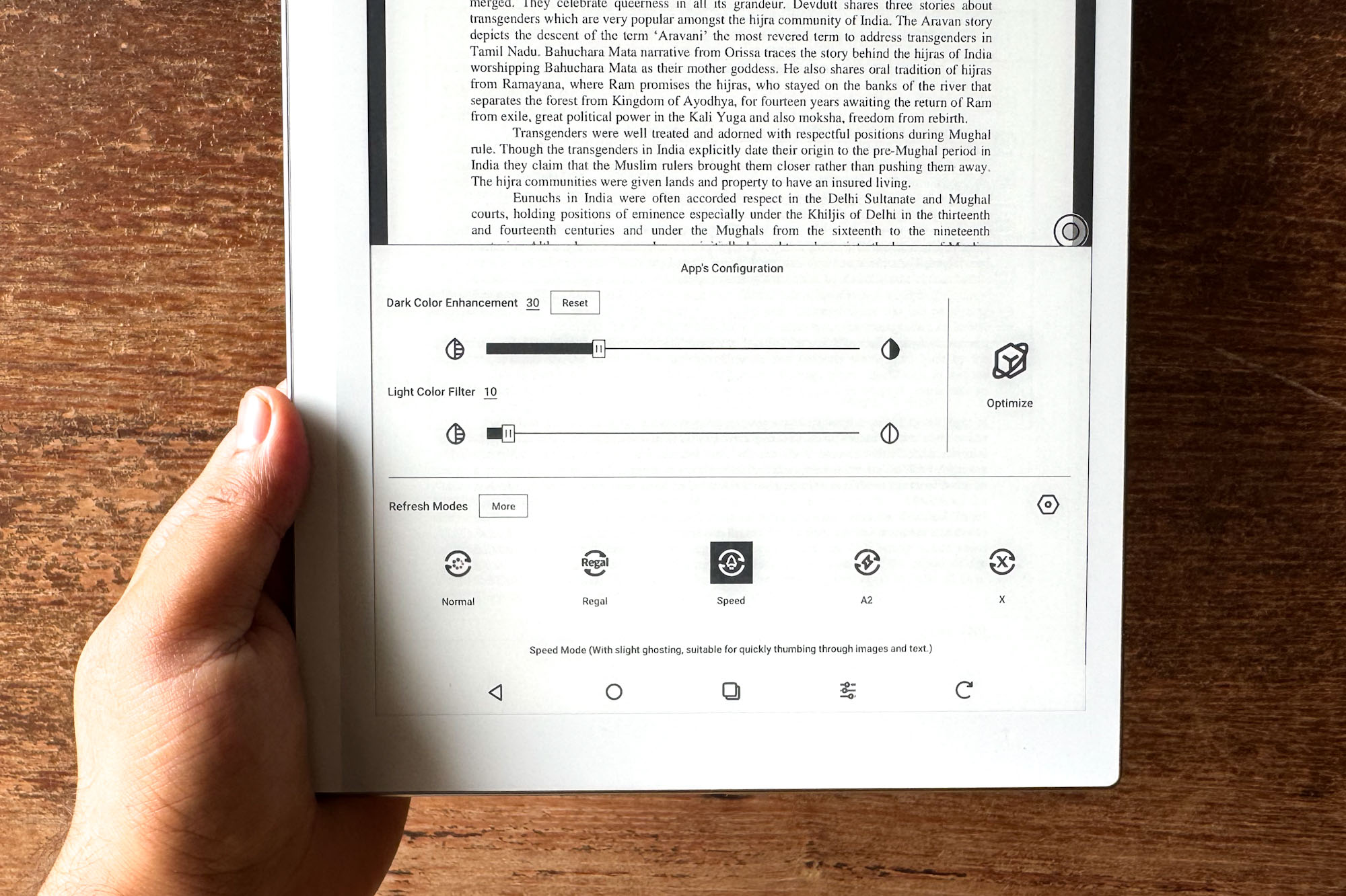 Reading book on Onyx Boox Go 10.3 tablet.