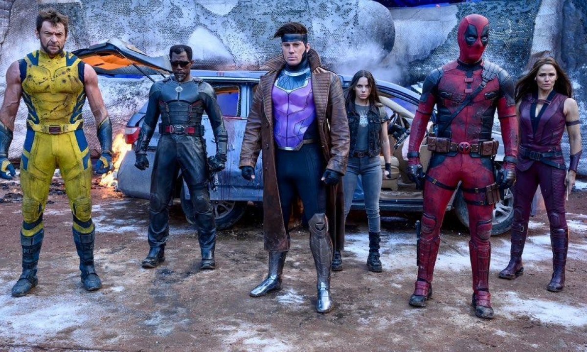 6 people stand together in "Deadpool & Wolverine."