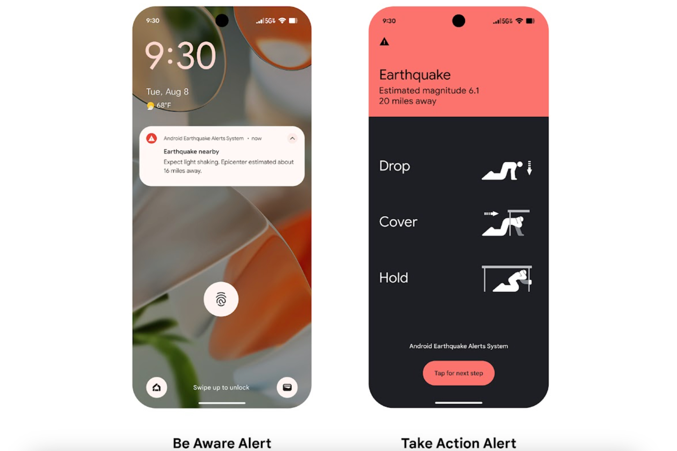 Alerta de terremoto y consejos para Android.