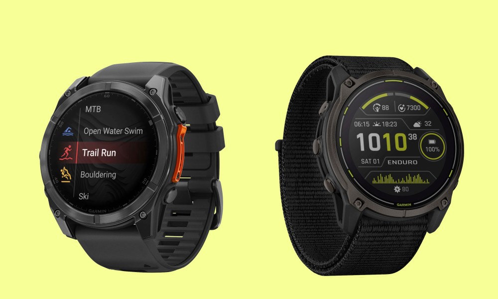 The Garmin Fenix 8 and Garmin Enduro 3 smartwatches.