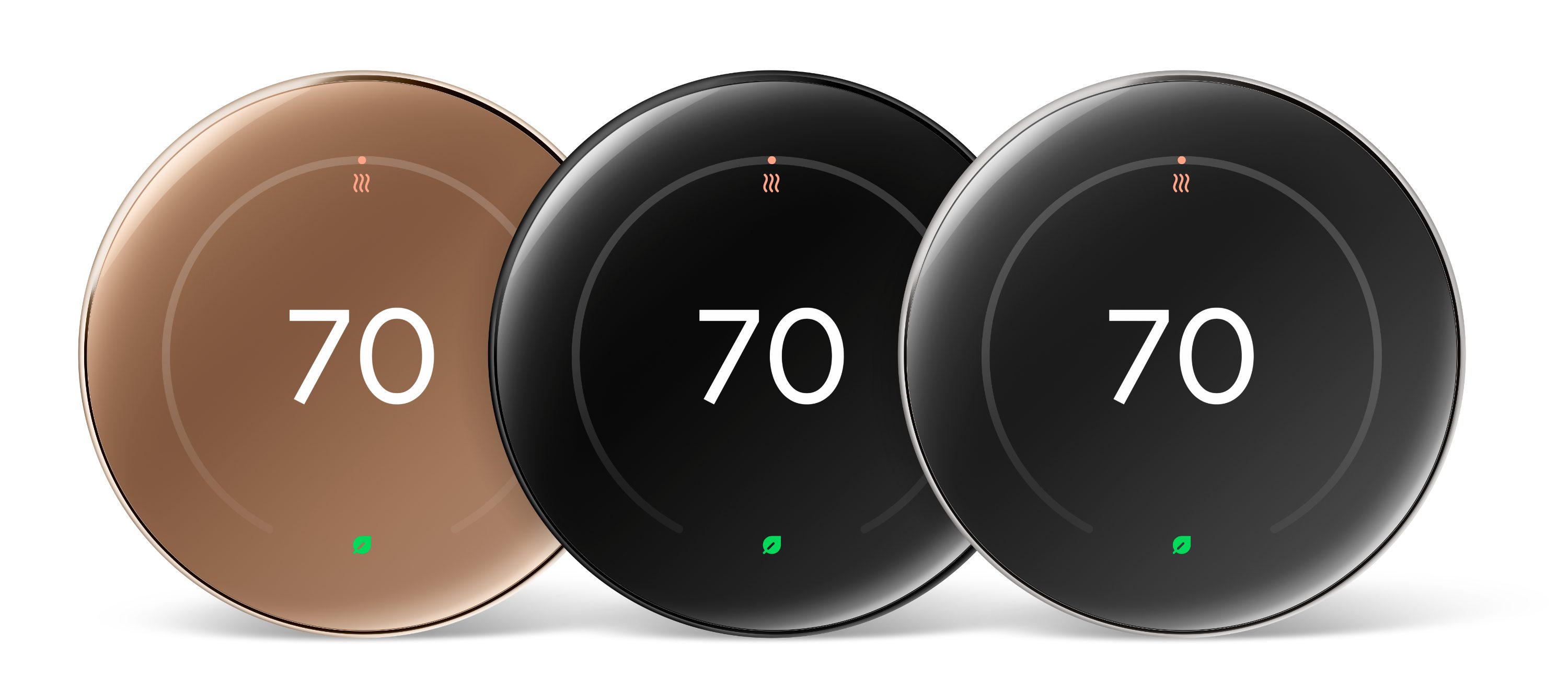 Les trois couleurs du Nest Learning Thermostat (4e génération).