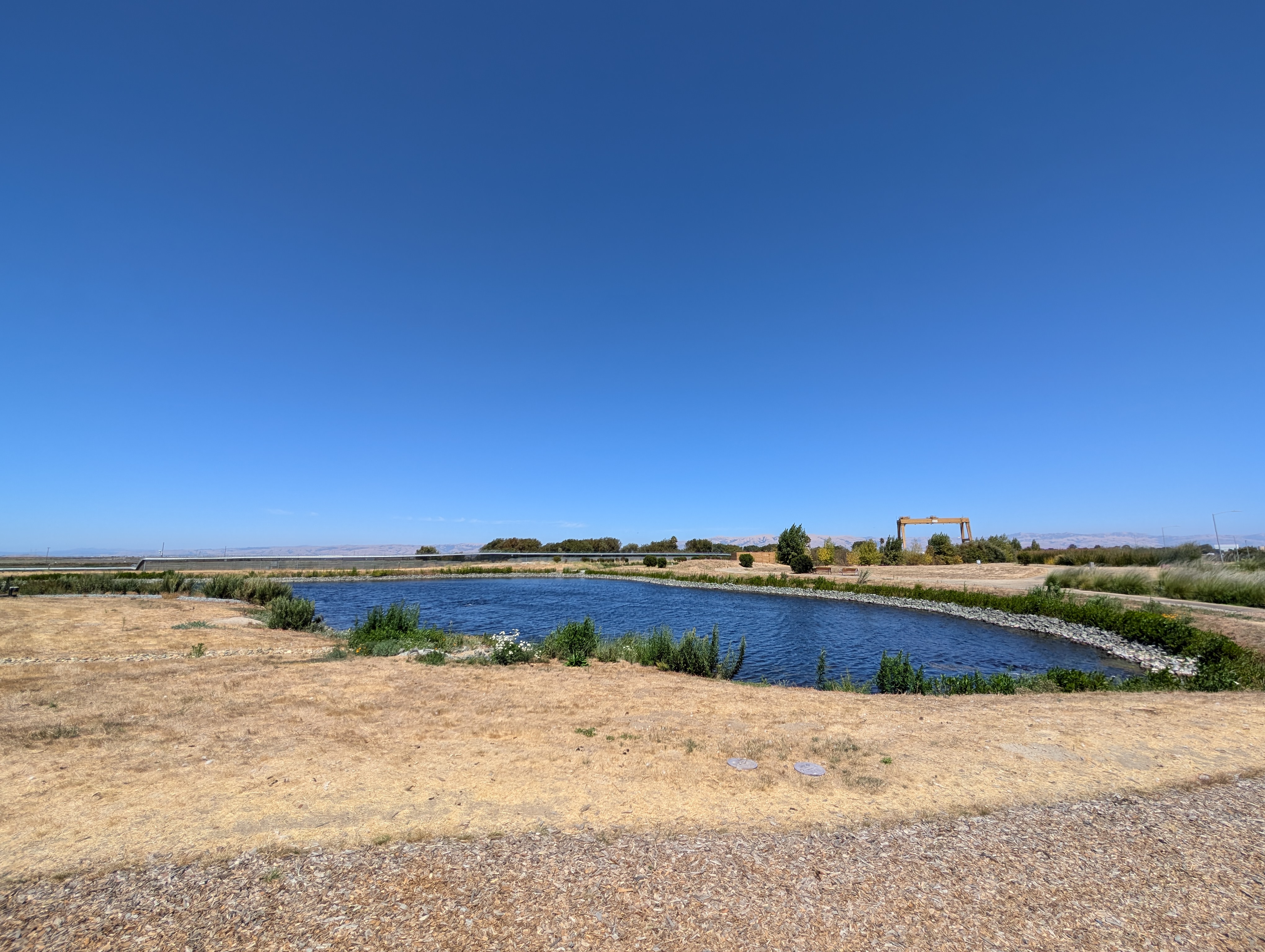 Ultra wide shot of the lake on Google Bay View.