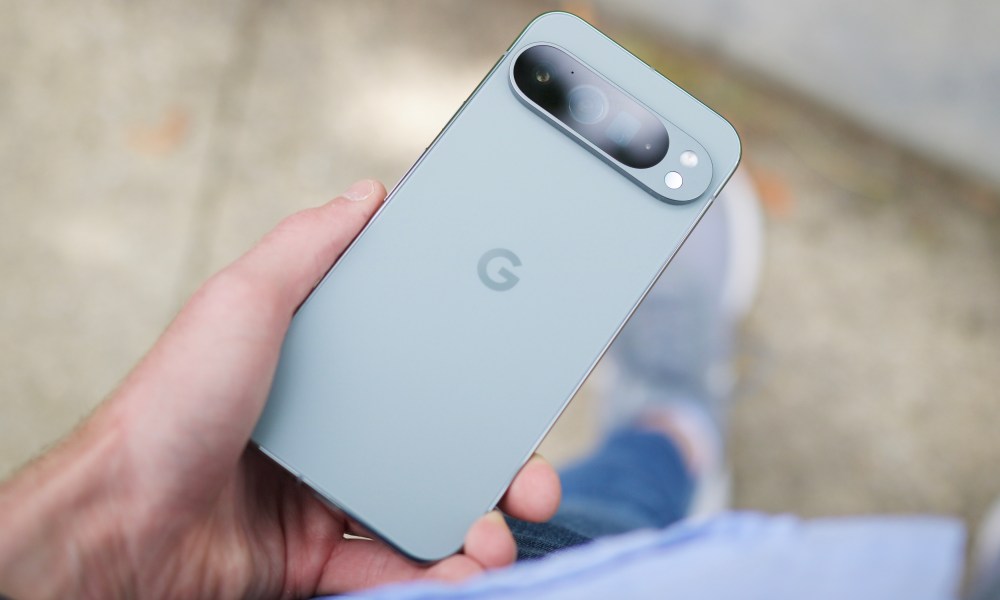 Someone holding the Google Pixel 9 Pro XL, showing the back of the phone.