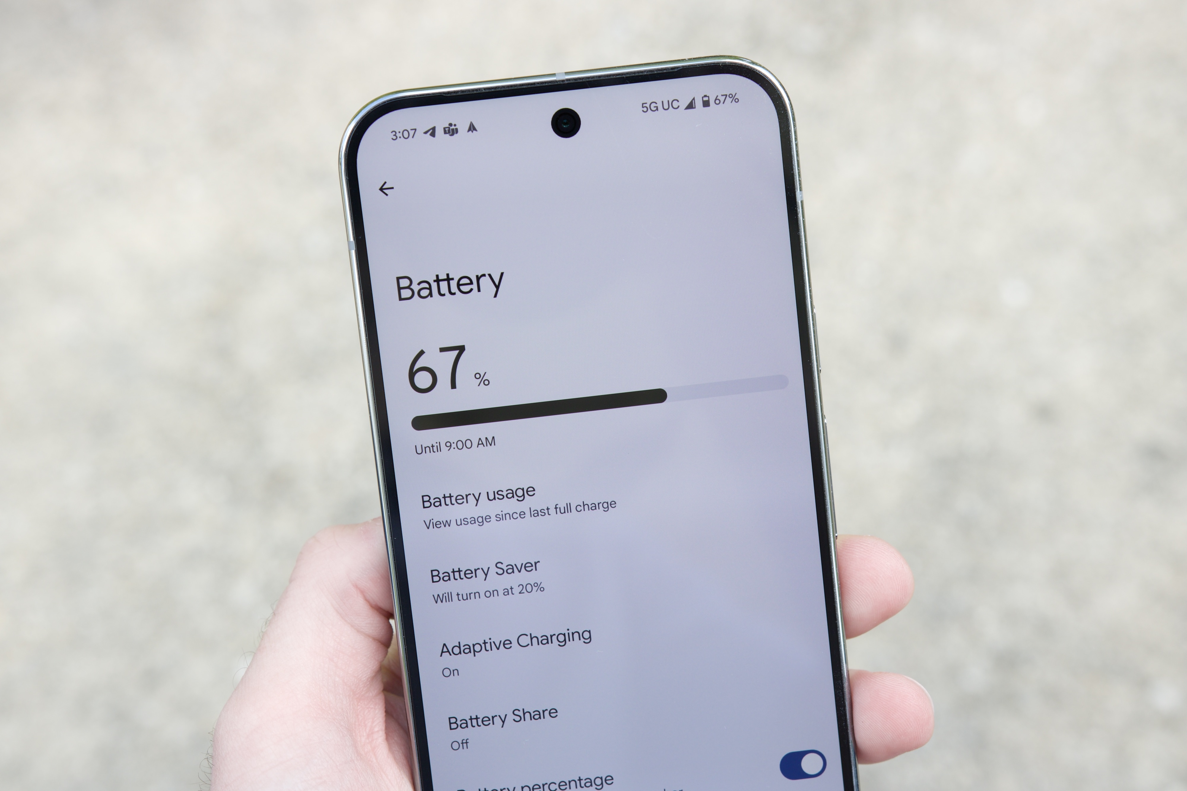 Page batterie sur le Google Pixel 9 Pro XL.