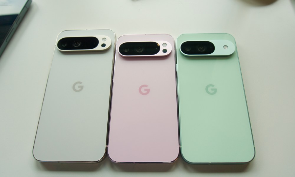 The Google Pixel 9 Pro XL, the Google Pixel 9 Pro, and Google Pixel 9 all next to each other.