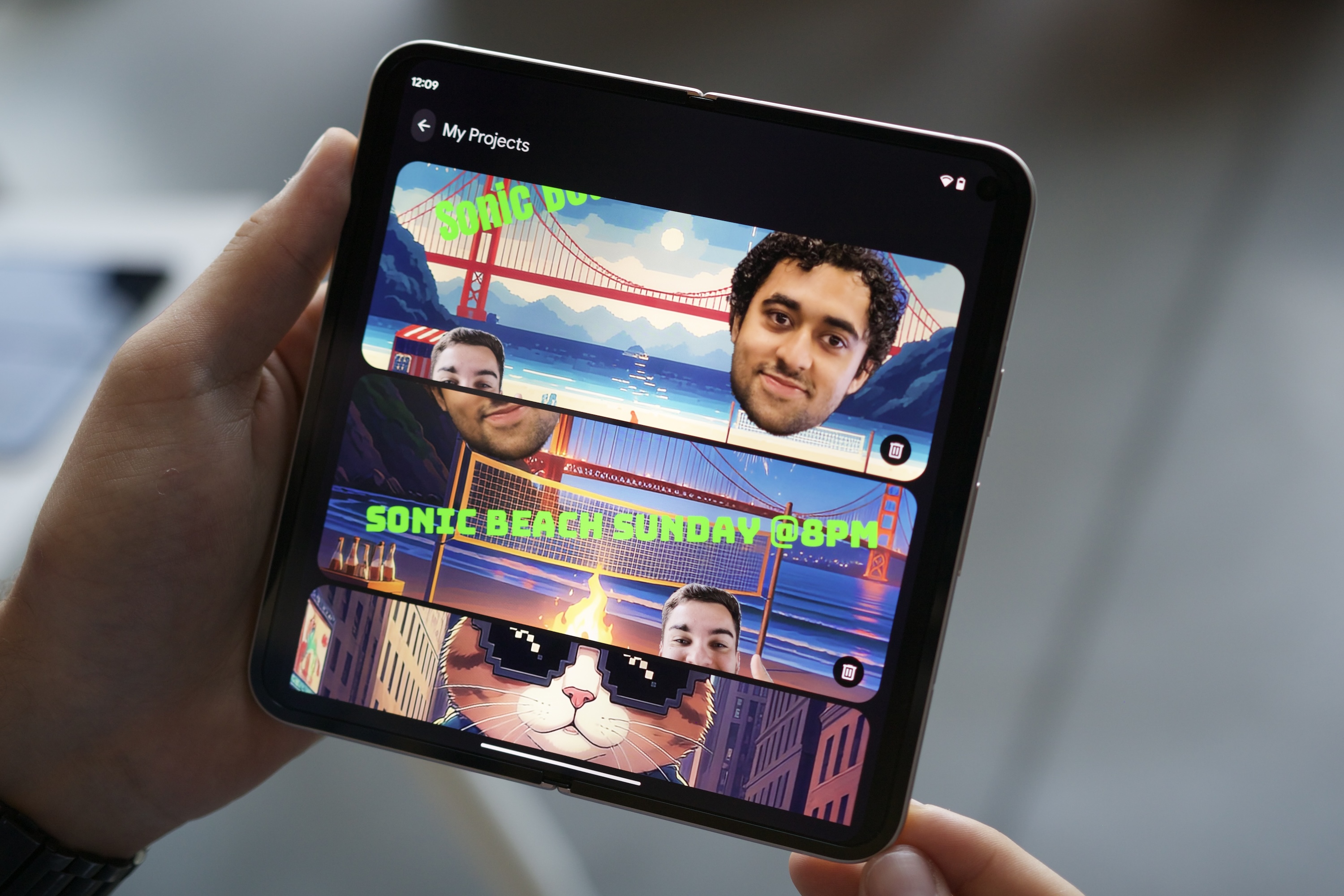 Google Pixel 9 Pro Fold'da çalışan Pixel Studio uygulaması.