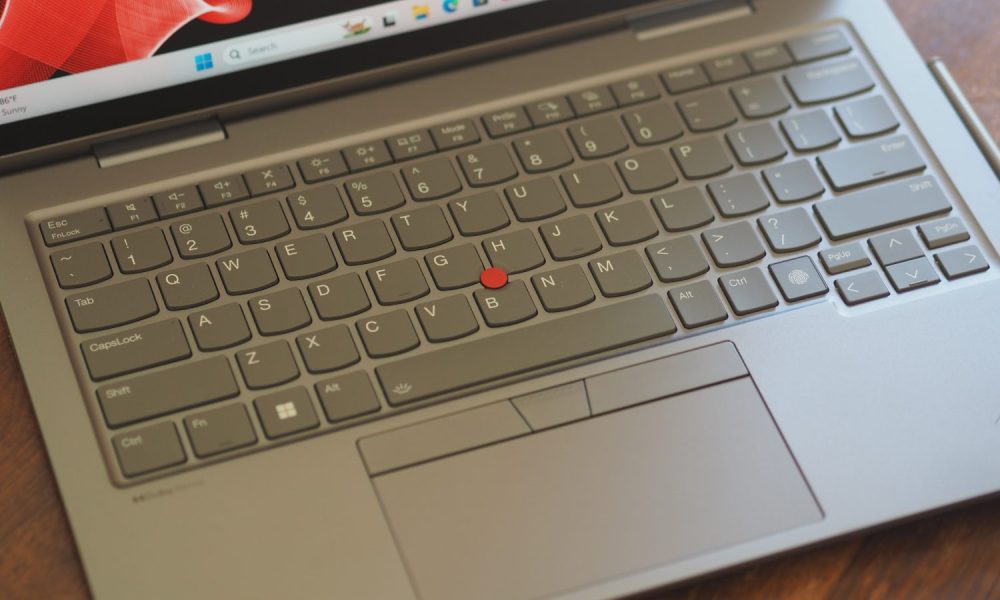 Lenovo ThinkPad X1 2-in-1 top down view showing keyboard.