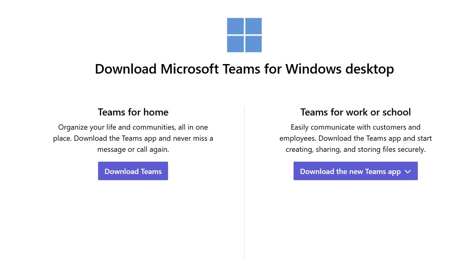 Windows용 Microsoft Teams 다운로드.