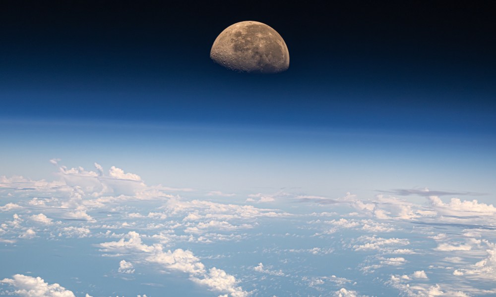 The moon as seen from the space station.